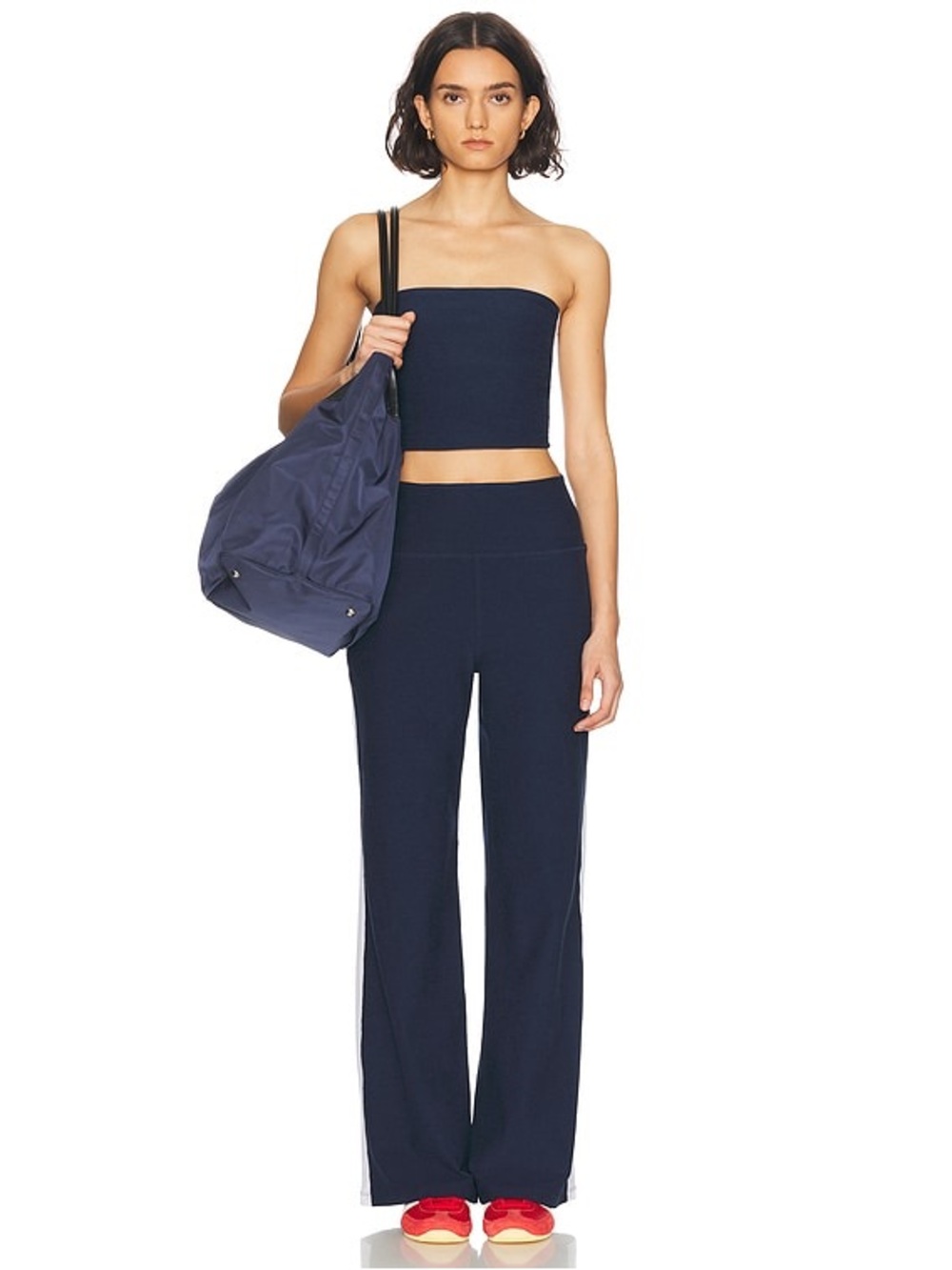 Beyond Yoga Spacedye Strapless Stripe Top in Nocturnal Navy - NWT